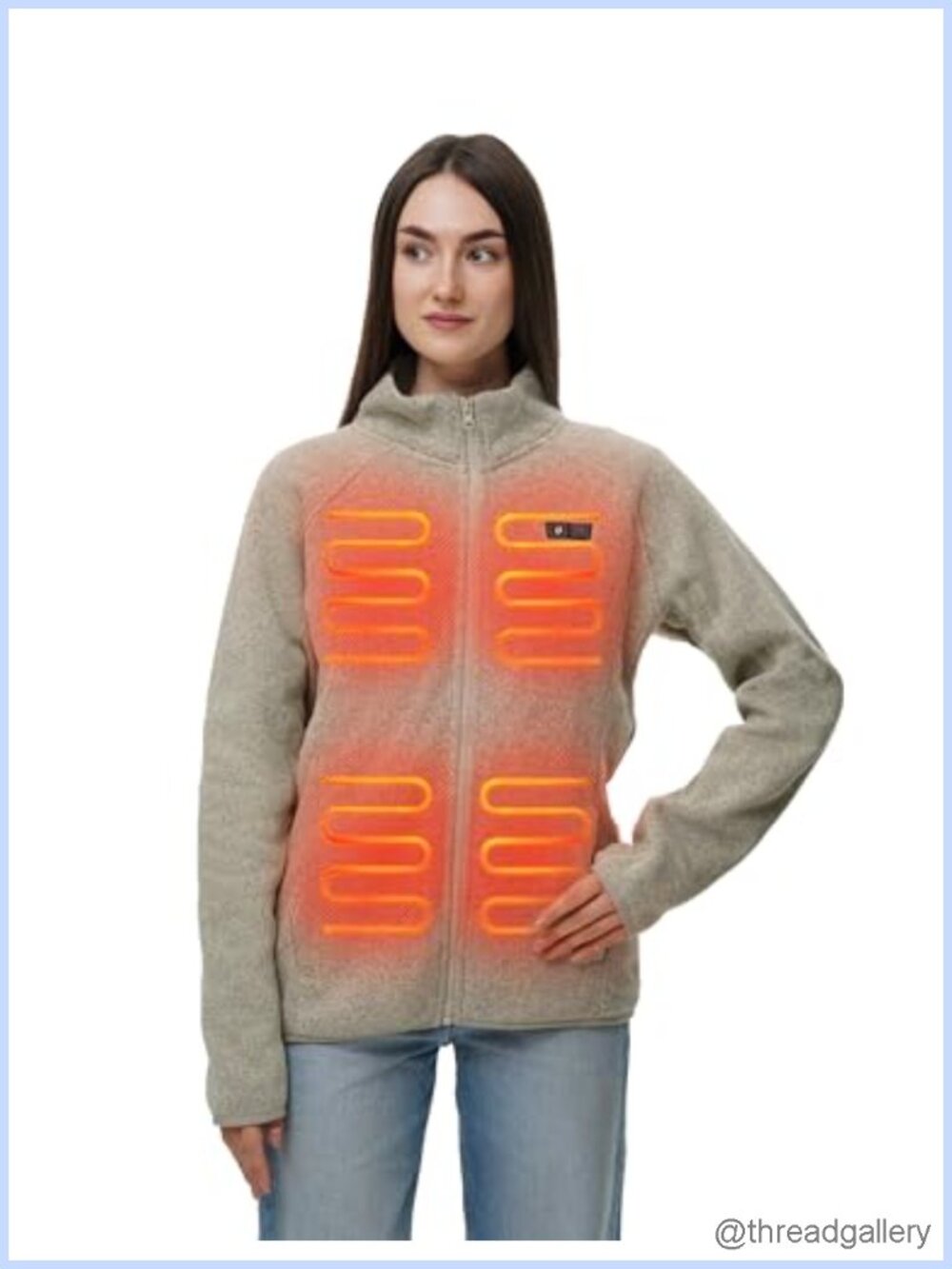 Heated Fleece Jacket for Women 12V 16000mAh Power Bank 5 Heating Zones Washable